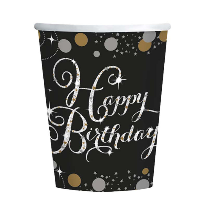 Pappbecher Sparkling Happy Birthday 250ml/8Stk.