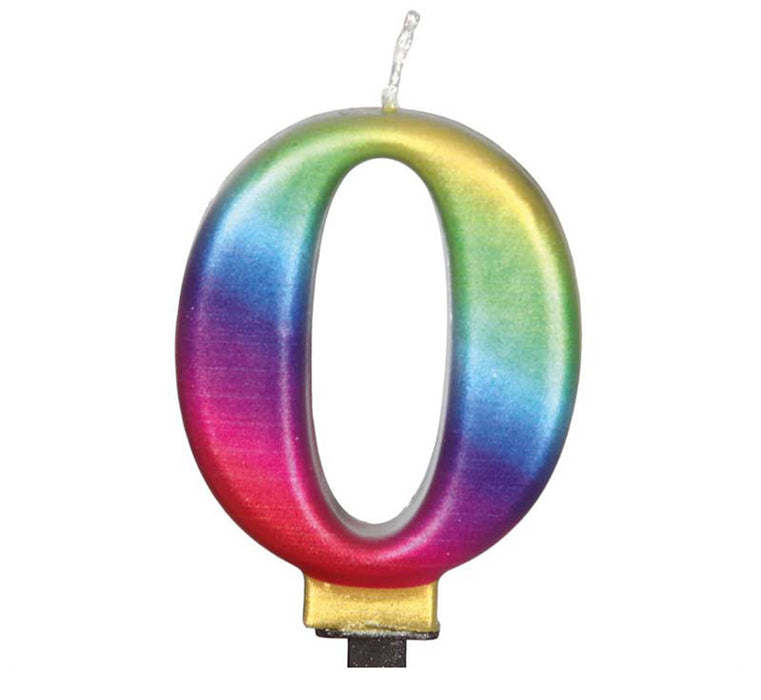Kerzenzahl 0 Regenbogen