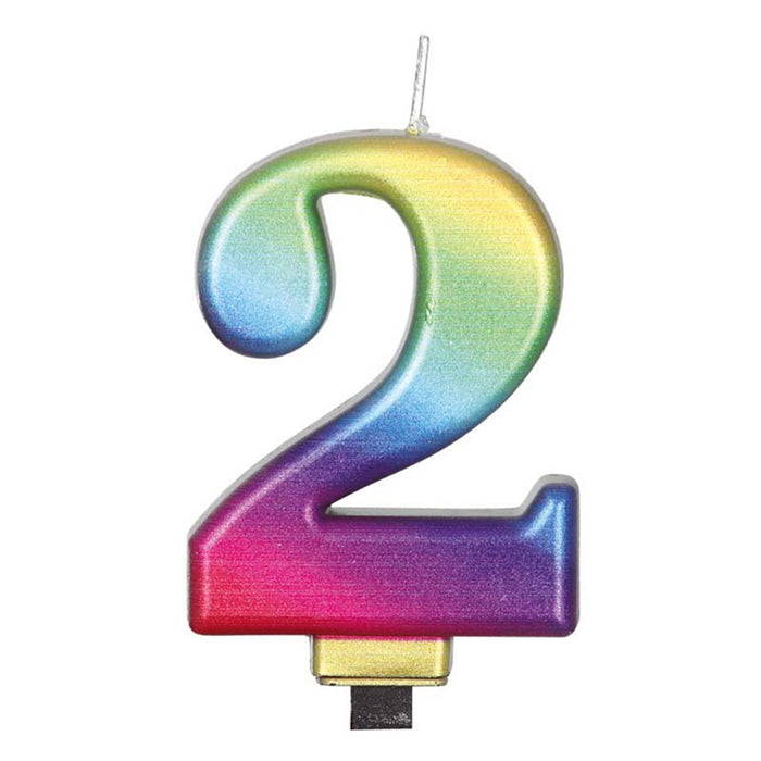 Kerzenzahl 2 Regenbogen