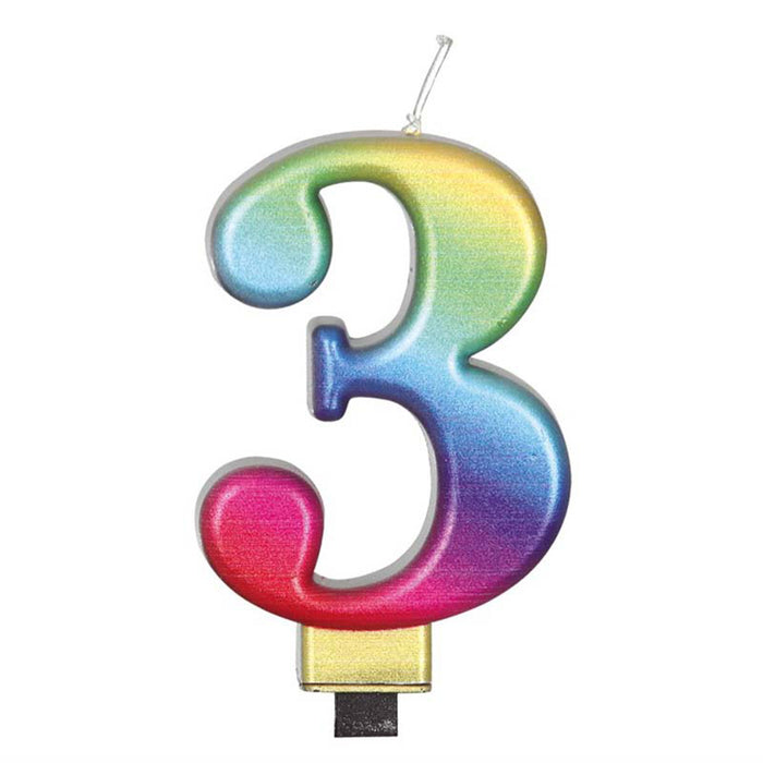Kerzenzahl 3 Regenbogen