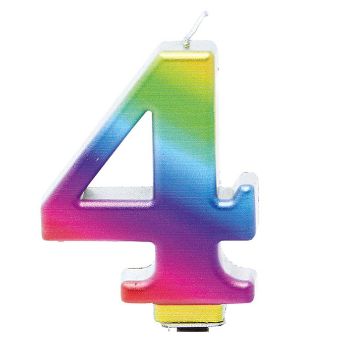 Kerzenzahl 4 Regenbogen