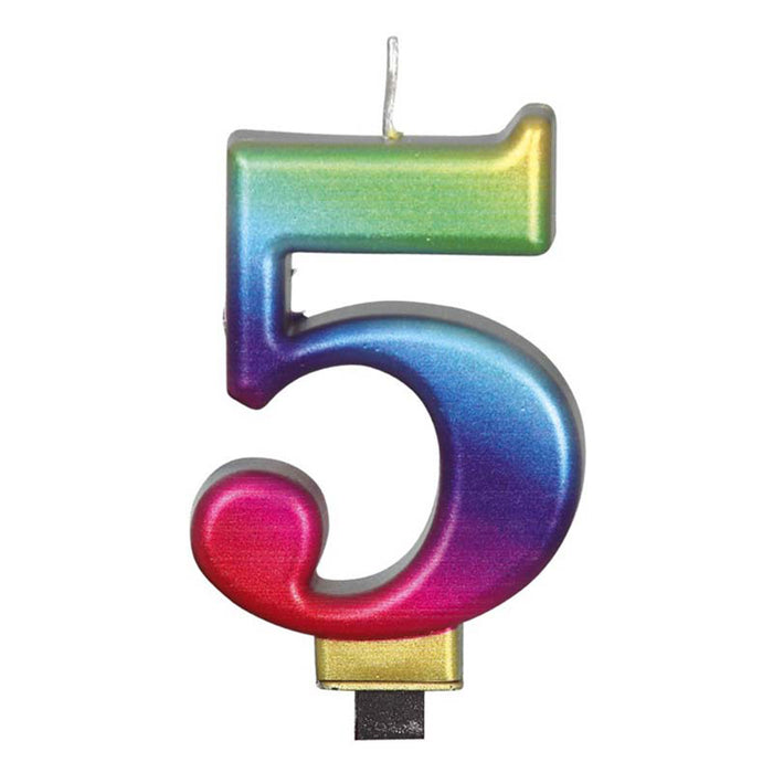 Kerzenzahl 5 Regenbogen