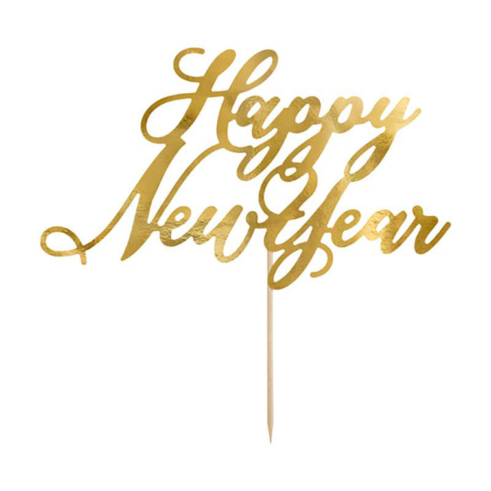 Tortendeko "Happy New Year" 24cm | Gold