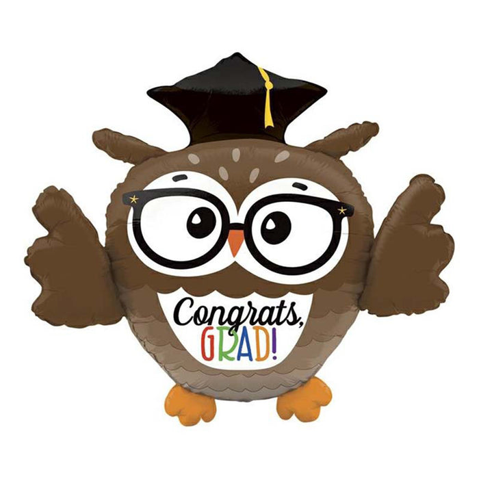 Shape Folienballon "Congrats Grad" Eule 3D | 71 cm