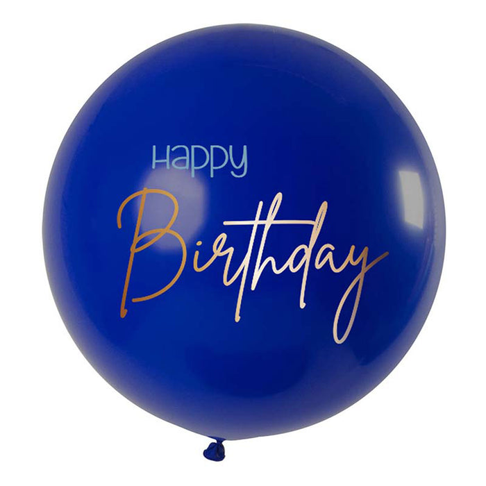 Latexballon Blau Happy Birthday ca. 80cmØ