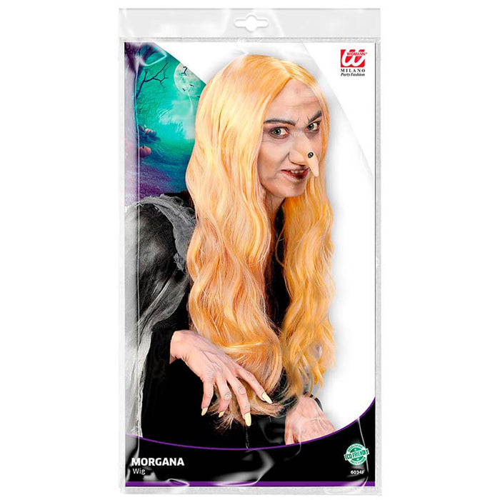 Perücke Hexe Blond lockiges langes Haar