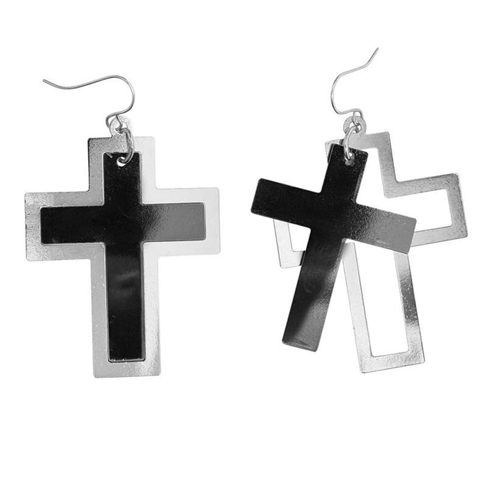 Ohrringe Kreuz Silber Schwarz