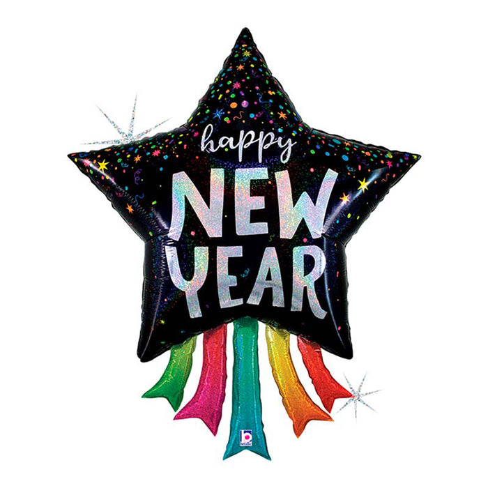 Shape Folienballon "Happy New Year" Stern | 109 cm