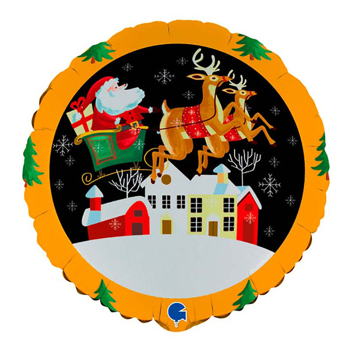 ABC18 Folienballon "Weihnachtsmann im Schlitten" | Ø 46 cm