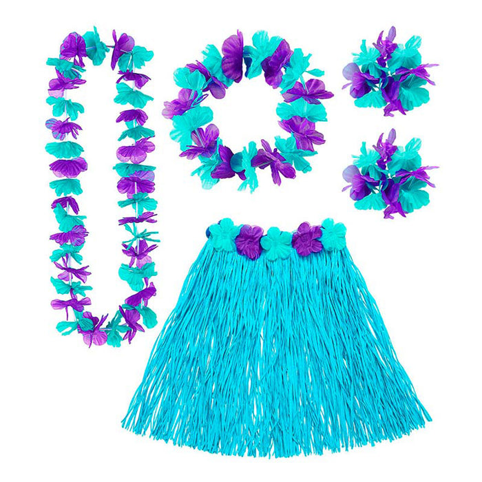 Kostüm Lady Hawaii Set Blau