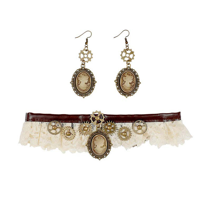 Schmuck Set Steampunk Halsband und Ohrringe