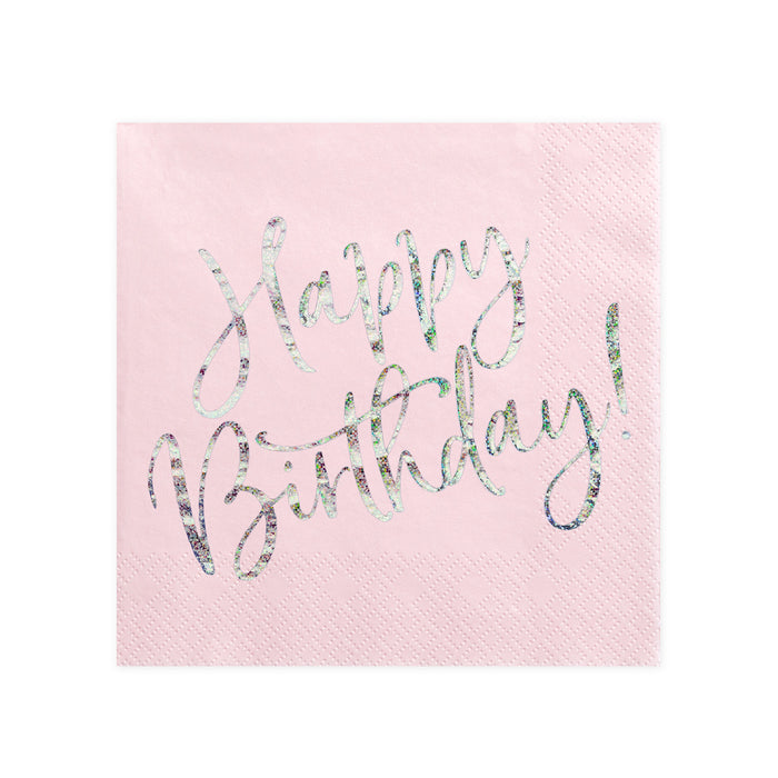 Servietten Happy Birthday 33x33cm/20St. Pink