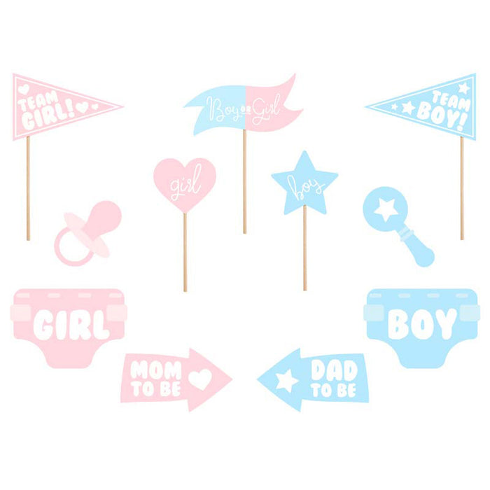 Foto-Props Gender Reveal, rosa/hellblau, 11-tlg.
