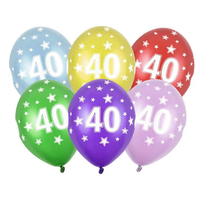 Latexballon Ø30cm "Happy Birthday" | 6 Stk. - Zahl #40