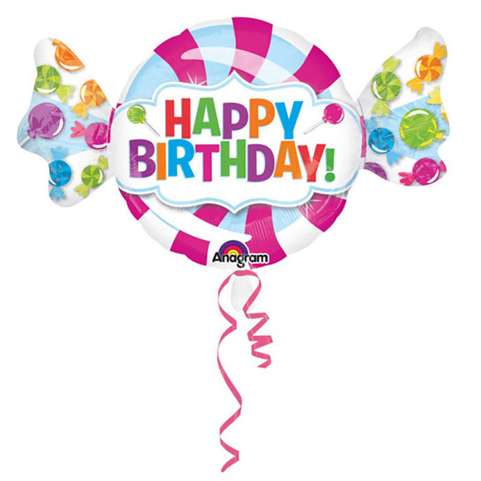 Shape Folienballon "Happy Birthday" Sweet Candy | 101 x 60 cm