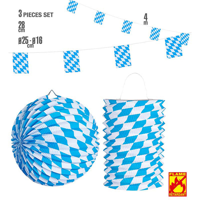 Dekoset 3-tlg. Bayern (Lampion, Girlande, Laterne)