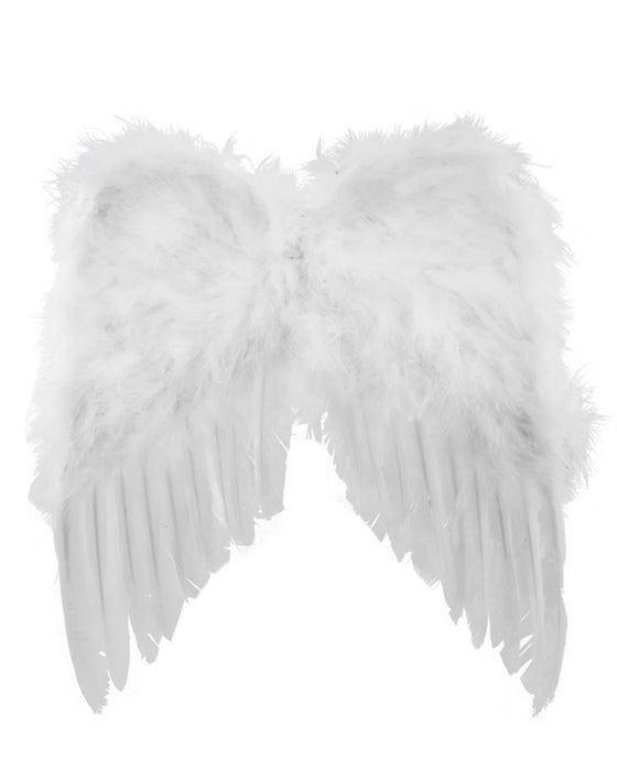 Engelsflügel 40 x 36 cm für Kinder | Federn Weiß
