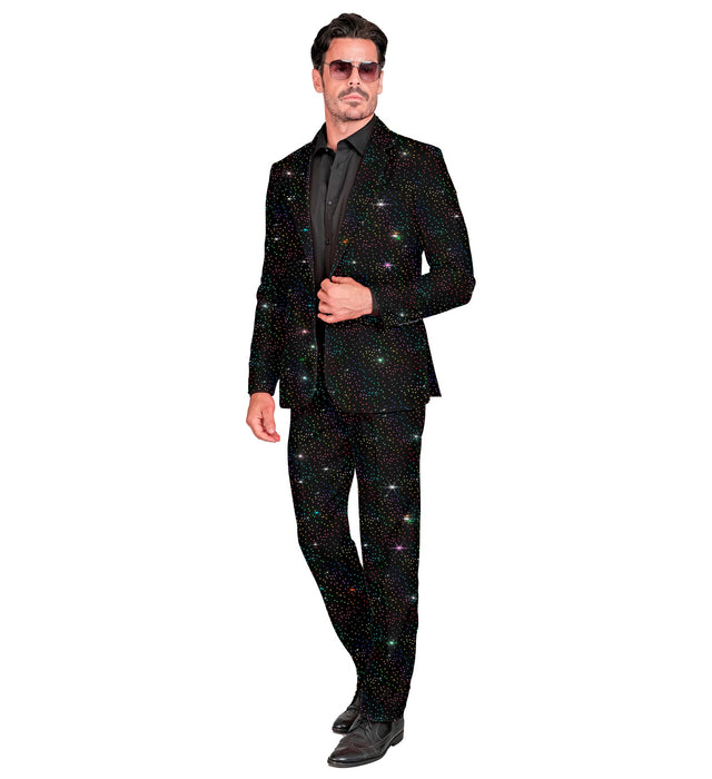 Designer Anzug "Mr. Sparkling Black" 2-tlg. | Schwarz Mehrfarbig - Herren Kostüm