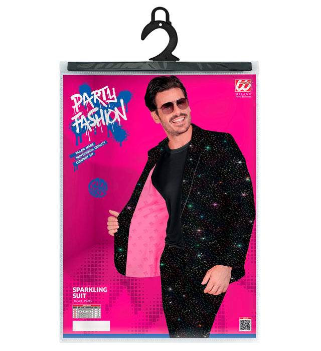 Designer Anzug "Mr. Sparkling Black" 2-tlg. | Schwarz Mehrfarbig - Herren Kostüm