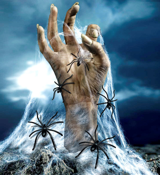 Weißes Halloween Spinnennetz | 500g mit 20 Spinnen Dekoration