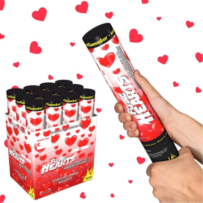 Konfettishooter Herzregen 30cm Rot