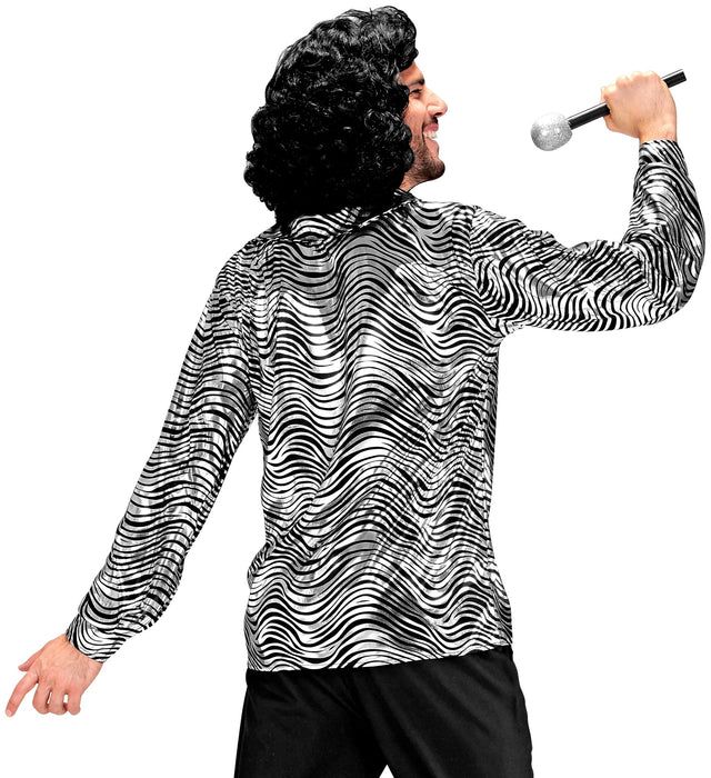 Disco Hemd "Fever" für Herren | Silber Schwarz