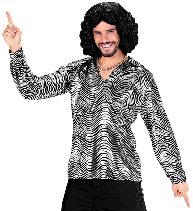 Disco Hemd "Fever" für Herren | Silber Schwarz
