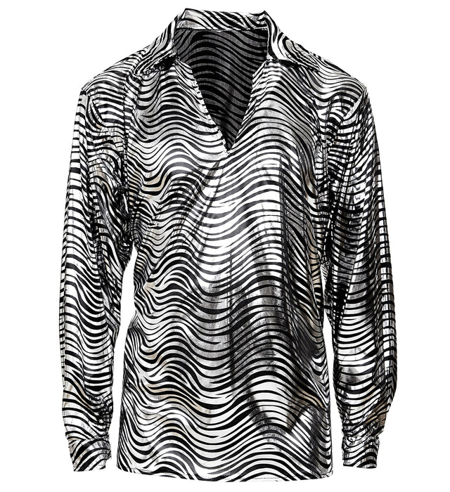 Disco Hemd "Fever" für Herren | Silber Schwarz