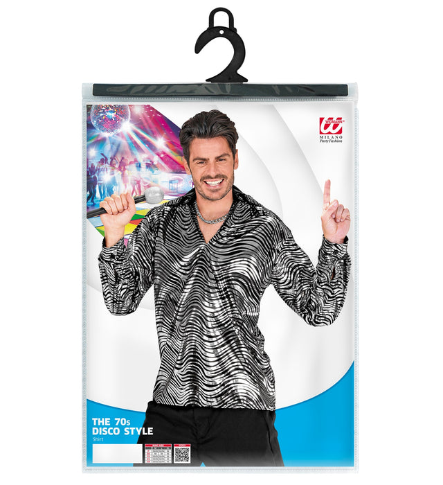 Disco Hemd "Fever" für Herren | Silber Schwarz