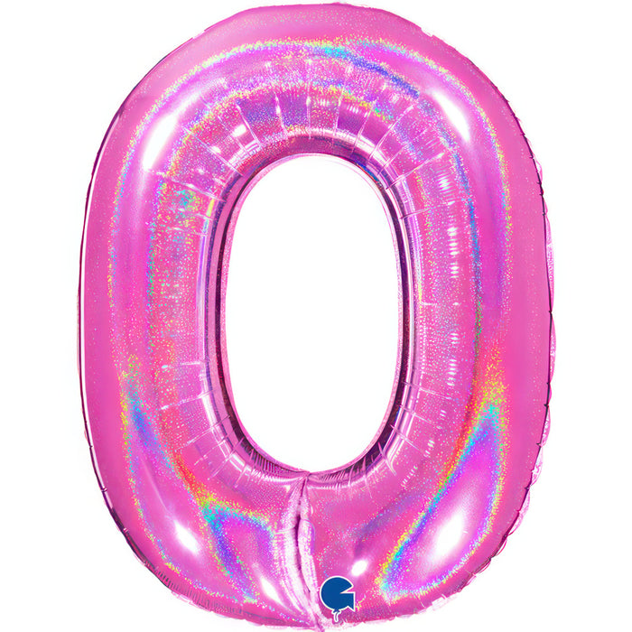 Riesenzahl Folienballon 40"/102cm | Holo Pink #0