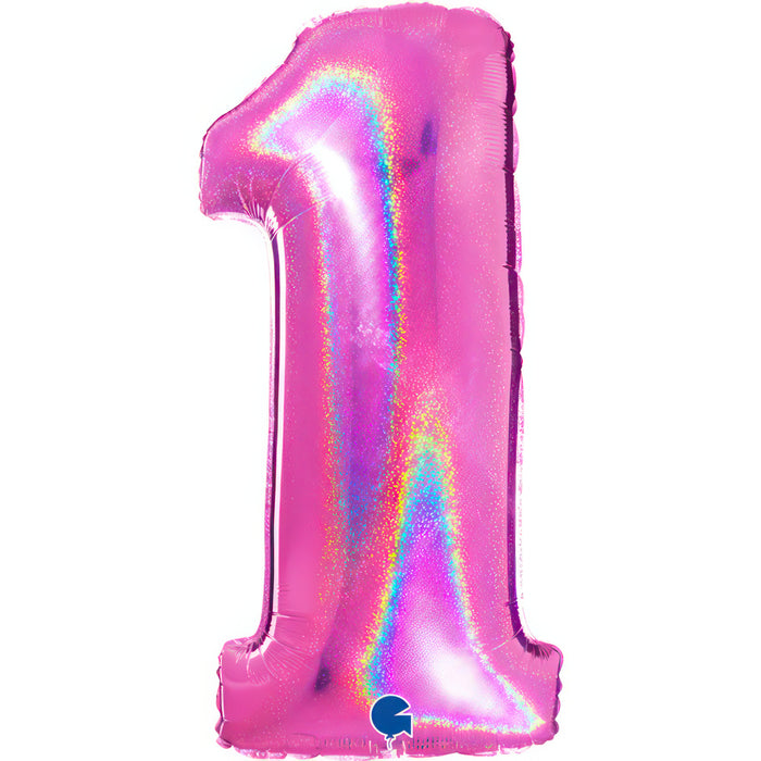 Riesenzahl Folienballon 40"/102cm | Holo Pink #1