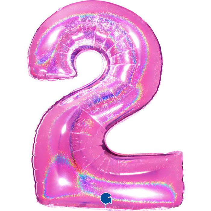 Riesenzahl Folienballon 40"/102cm | Holo Pink #2
