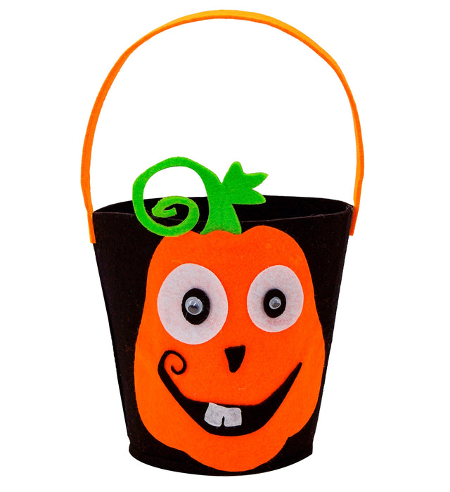 Halloween Korb Betteltasche "Verrückter Kürbis" | Schwarz Orange