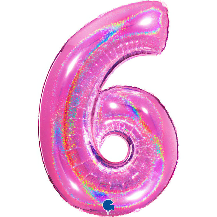 Riesenzahl Folienballon 40"/102cm | Holo Pink #6