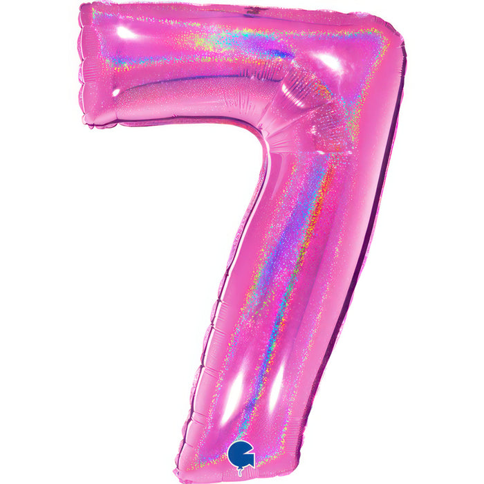 Riesenzahl Folienballon 40"/102cm | Holo Pink #7