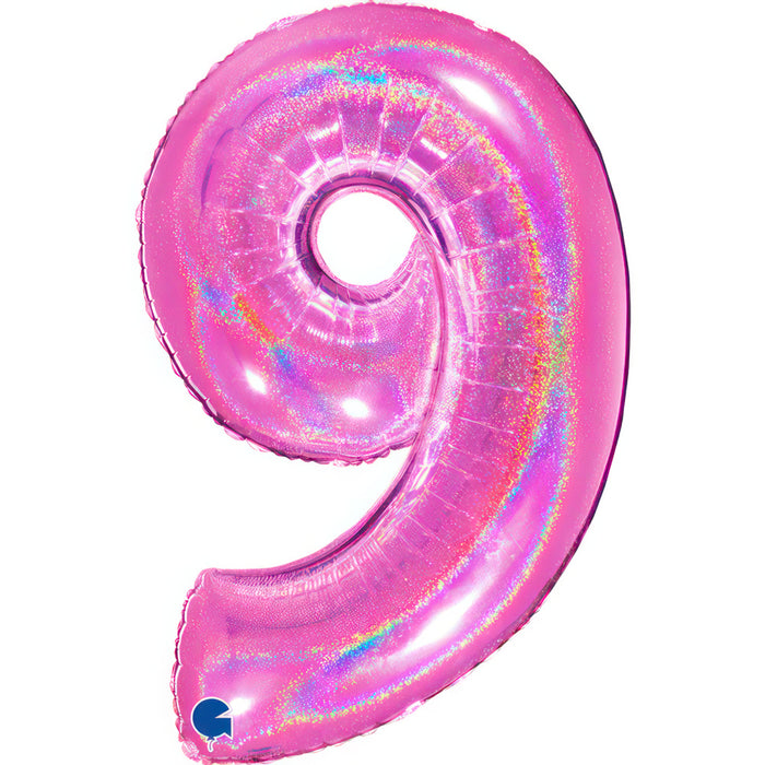 Riesenzahl Folienballon 40"/102cm | Holo Pink #9