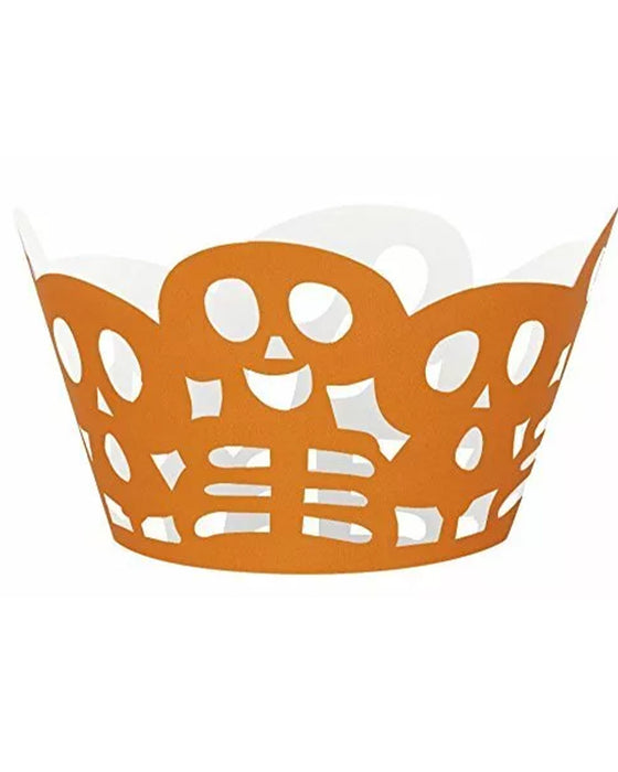 Cupcake Deko SET Totenkopf Orange 12 Stück
