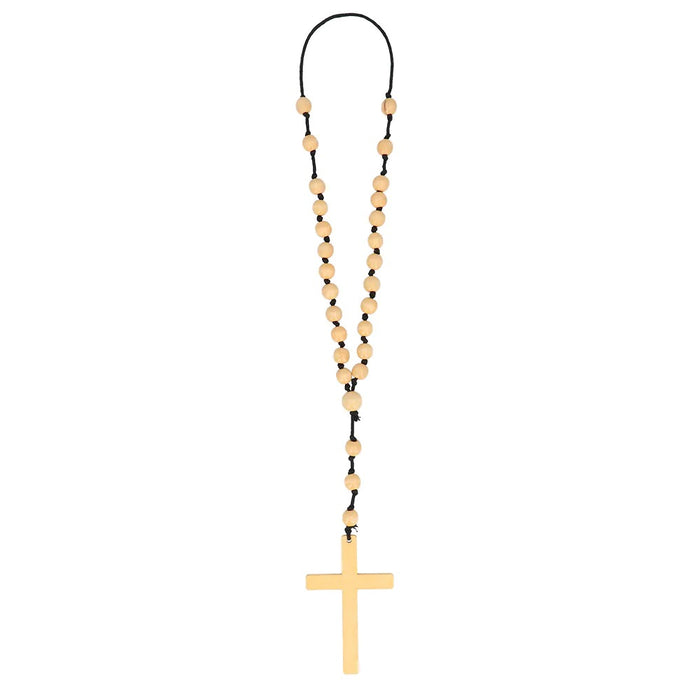 Rosenkranz Halskette mit Kreuz | Braun - Mönch Kostüm