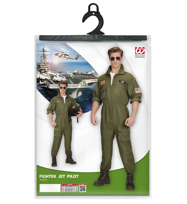 Kampfjet Pilot Kostüm für Herren - Flieger Overall | Grün