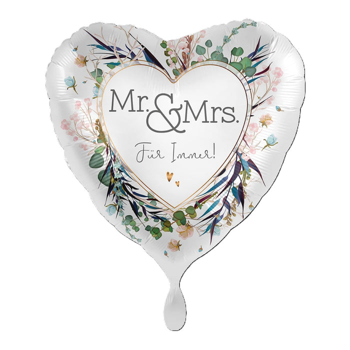 ABC18 Herz Folienballon "Mr. & Mrs. Für Immer!" | Ø 43 cm