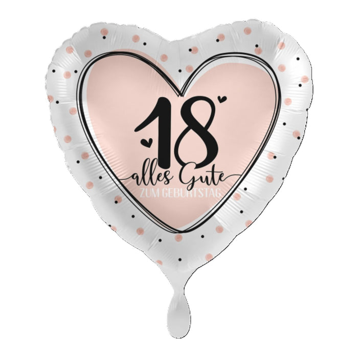 ABC18 Herz Folienballon Alles Gute zum Geburtstag #18 | Ø 43 cm