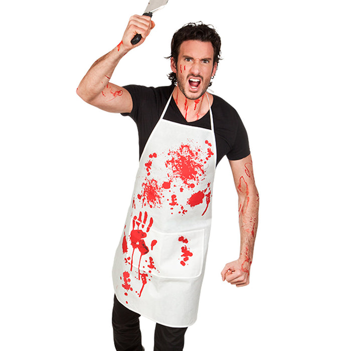 Halloween Kostüm Schürze "Bloody" | Weiß Rot Blutig