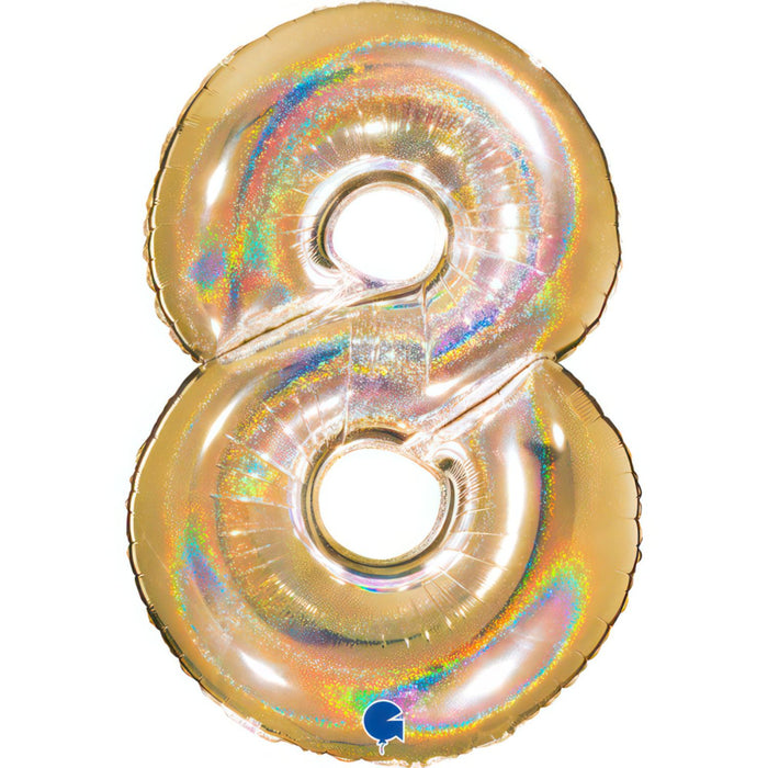 Riesenzahl Folienballon 40"/102cm | Holo Gold5 #8