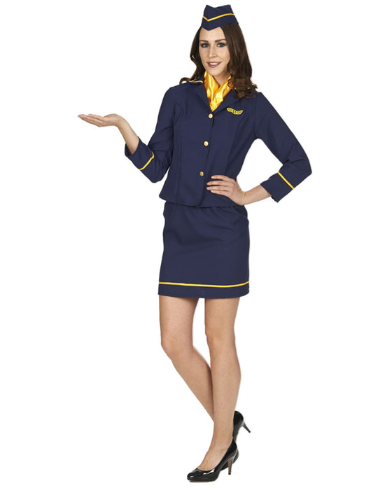 Stewardess Kostüm für Damen 4-tlg.