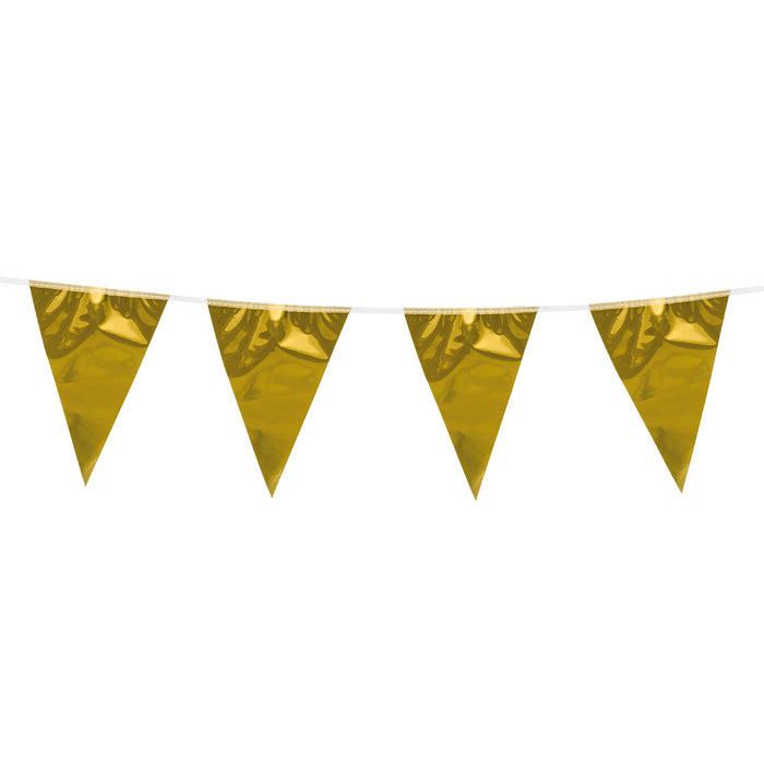 XL Wimpelkette "Metallic" 10 m - 45 x 30 cm | Gold