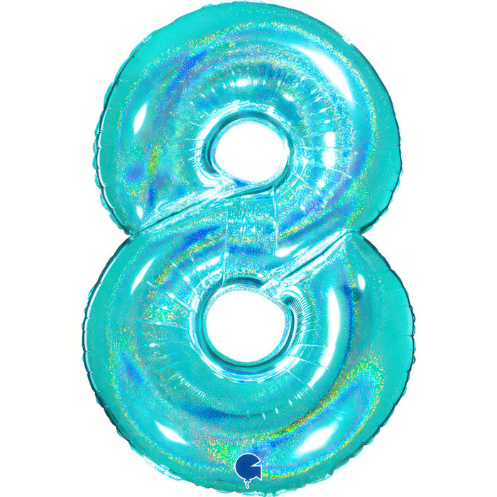 Riesenzahl Folienballon 40"/102cm | Holo Tiffany #8