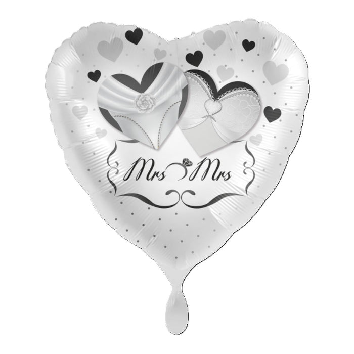 ABC18 Herz Folienballon Ø 43cm "Mrs. & Mrs."