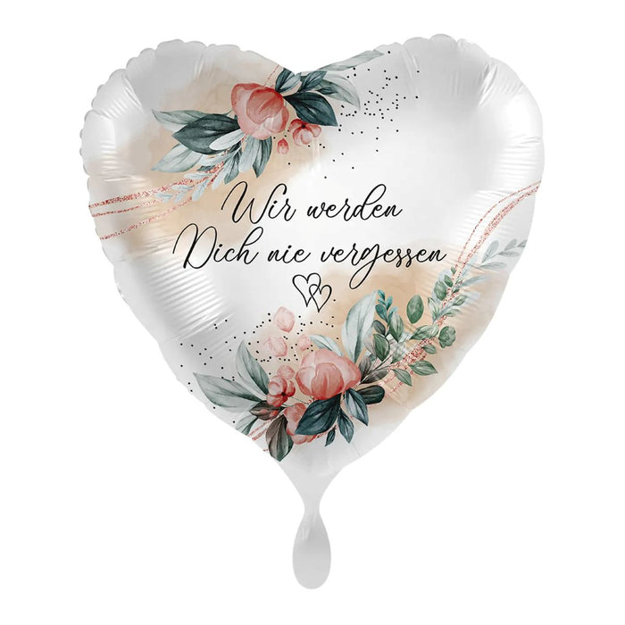 ABC18 Folienballon "Wir werden dich nie vergessen" Herz Ø43cm