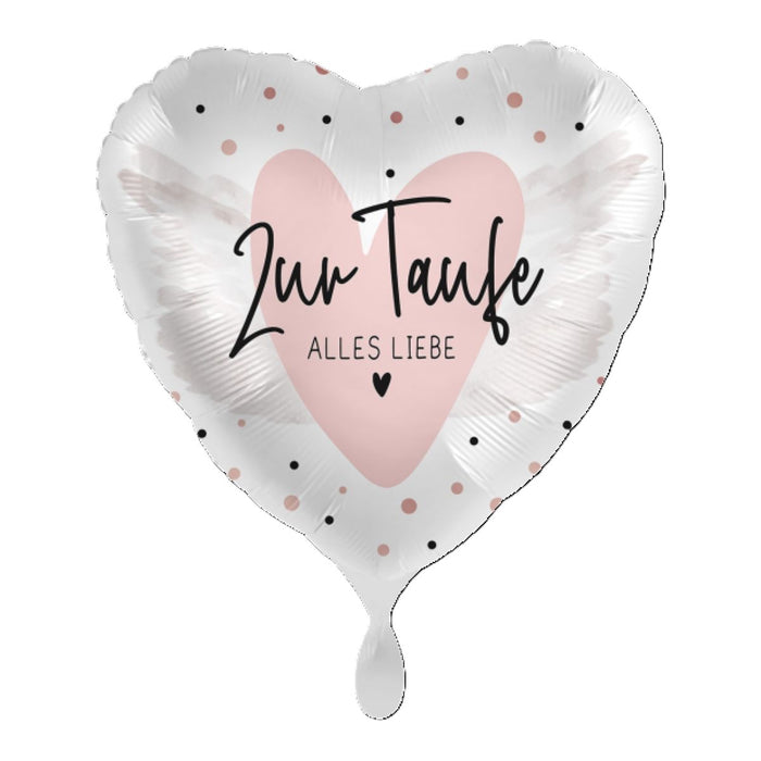 ABC18 Herz Folienballon Ø 43cm "Zur Taufe Alles Liebe"