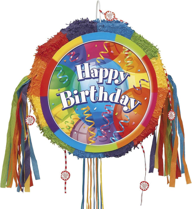 Pinata Happy Birthday Ballons bunt mit Ziehbändchen | 45x48x10cm